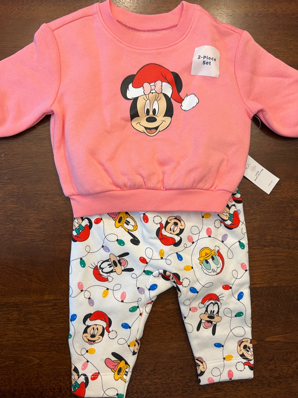 2 Piece Baby Holiday Christmas Set Size 3-6 Months Mickey Minnie Disney